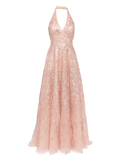 Saiid Kobeisy Embroidered Maxi Dress In Pink