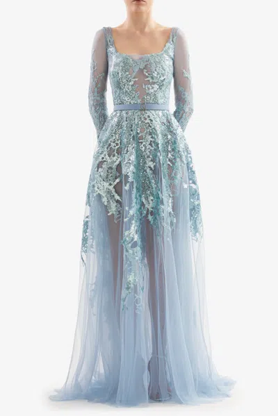 Saiid Kobeisy Embroidered Sleeved Gown In Multi