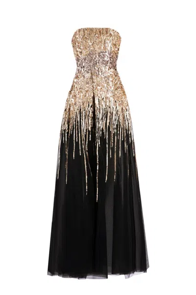 Saiid Kobeisy Embroidered Strapless Dress In Black
