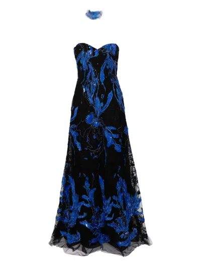 Saiid Kobeisy Schulterfreies Midikleid Mit Stickerei In Blue