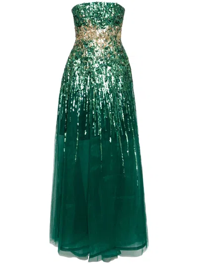Saiid Kobeisy Embroidered Strapless Dress In Green
