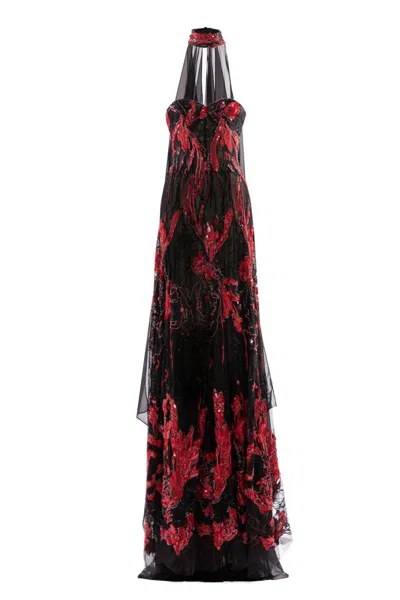 Saiid Kobeisy Embroidered Strapless Dress In Multi