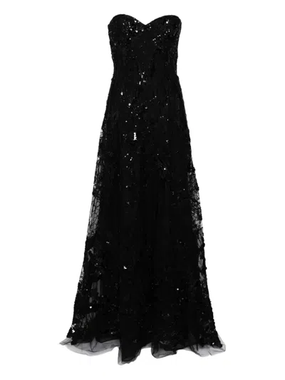 Saiid Kobeisy Embroidered Strapless Dress In Black