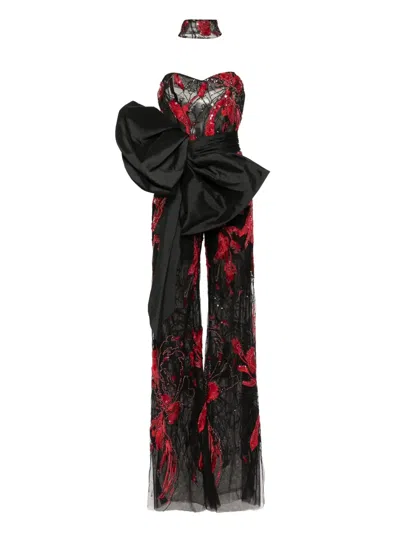 Saiid Kobeisy Embroidered Strapless Jumpsuit In Black