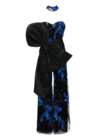 SAIID KOBEISY EMBROIDERED STRAPLESS JUMPSUIT