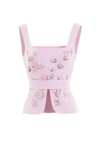 Saiid Kobeisy Embroidered Top In Pink