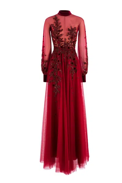 Saiid Kobeisy Embroidered Tulle Dress In Multi