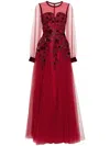 Saiid Kobeisy Embroidered Tulle Dress In Red