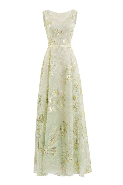 Saiid Kobeisy Embroidered Tulle Dress In Gray