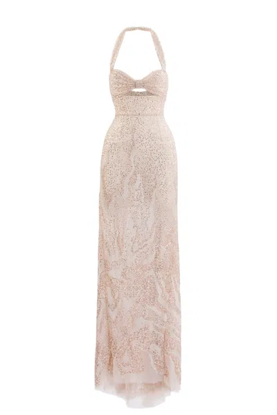 Saiid Kobeisy Embroidered Tulle Fitted Dress In Animal Print