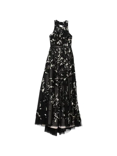 Saiid Kobeisy Embroidered Tulle Long Dress In Black