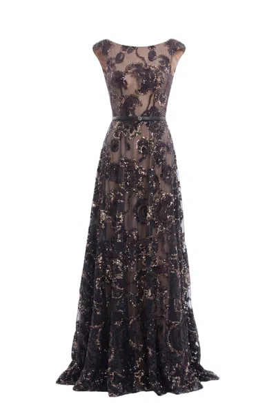 Saiid Kobeisy Sequin-embroidered Tulle Maxi Dress In Purple