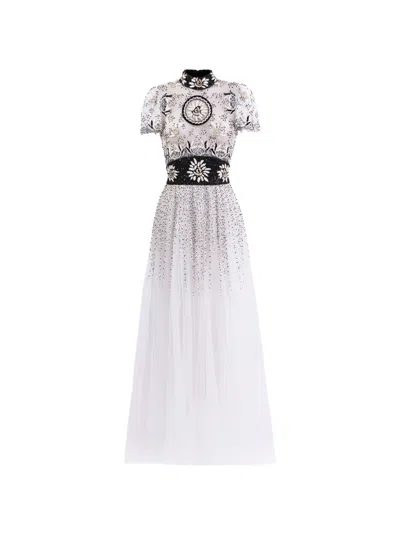 Saiid Kobeisy Embroidered Tulle Maxi Dress In White