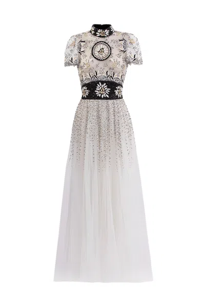 Saiid Kobeisy Embroidered Tulle Midi Dress In White
