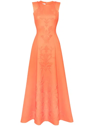 SAIID KOBEISY FLORAL-DETAIL NEOPRENE GOWN