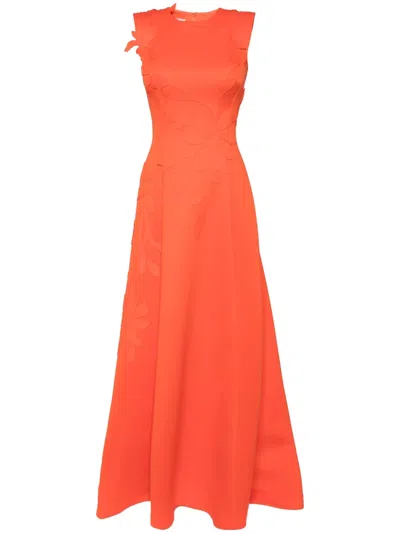 SAIID KOBEISY FLORAL-DETAIL NEOPRENE GOWN