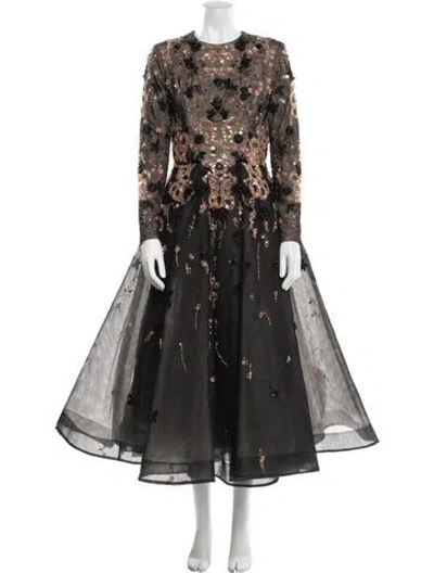 Pre-owned Saiid Kobeisy Floral Print Long Dress In Brown