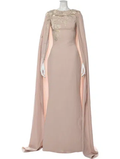 Pre-owned Saiid Kobeisy Floral Print Long Dress In Neutral