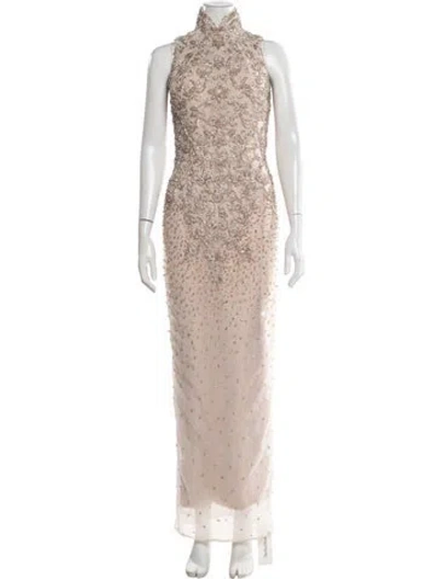 Pre-owned Saiid Kobeisy Floral Print Long Dress In Neutral
