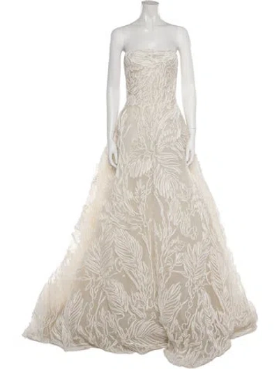 Pre-owned Saiid Kobeisy Floral Print Long Dress In Neutral