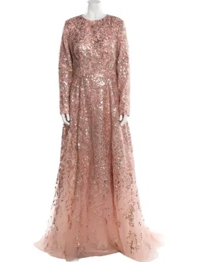 Pre-owned Saiid Kobeisy Floral Print Long Dress In Pink