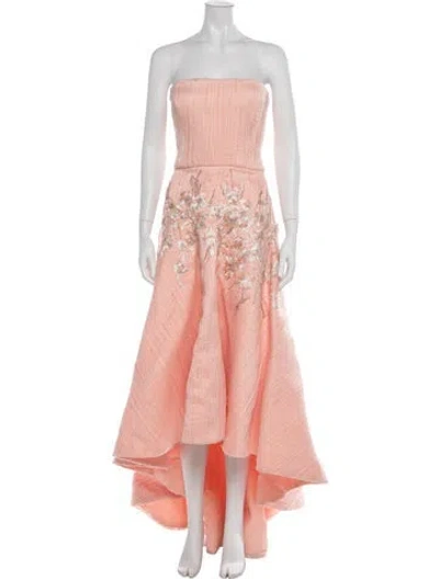 Pre-owned Saiid Kobeisy Floral Print Long Dress In Pink