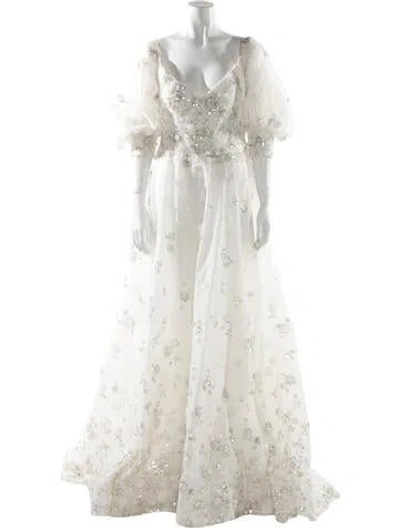 Pre-owned Saiid Kobeisy Floral Print Long Dress W/ Tags In White