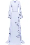 Saiid Kobeisy Floral Printed Crepe Kaftan In White