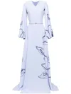 Saiid Kobeisy Floral Printed Kaftan In Blue