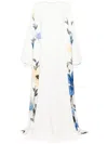 Saiid Kobeisy Floral Printed Linen Kaftan In White