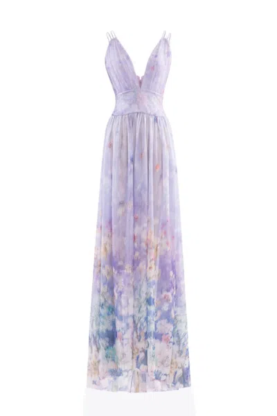 Saiid Kobeisy Floral Printed Long Dress In Multi
