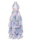 Saiid Kobeisy Floral Printed Long Dress In Purple