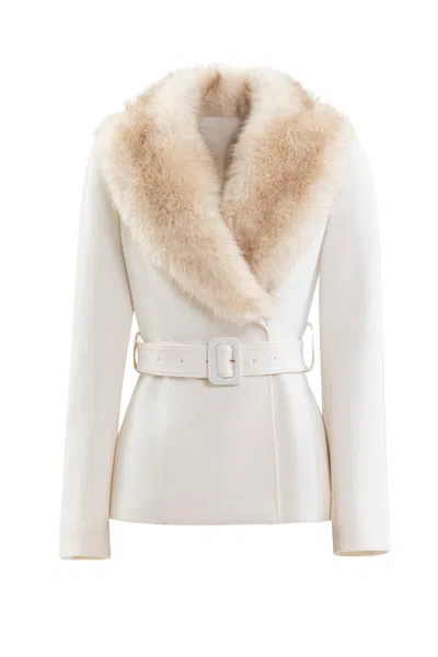 Saiid Kobeisy Fur-lapel Tailored Jacket In White