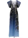 Saiid Kobeisy Gradient-effect Beaded Tulle Jumpsuit In Blue