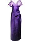 Saiid Kobeisy Gradient Printed Dress With Slit In Purple