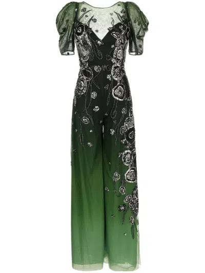 Saiid Kobeisy Gradient Printed Tulle Jumpsuit With Beading In Black