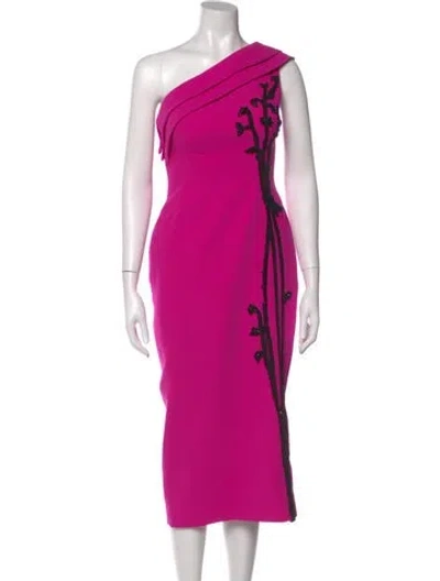 Pre-owned Saiid Kobeisy Graphic Print Midi Length Dress In Pink