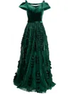 Saiid Kobeisy Beaded Tulle Skirt With Velvet Bodysuit In Grün