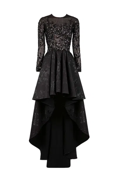Saiid Kobeisy High-low Brocade Beaded Dress