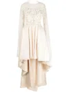 Saiid Kobeisy High-low Brocade Beaded Dress In Neutral