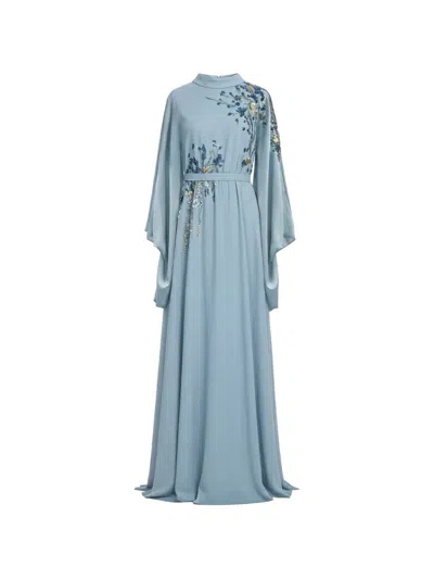 Saiid Kobeisy High-neck Embroidered Dress In Blue
