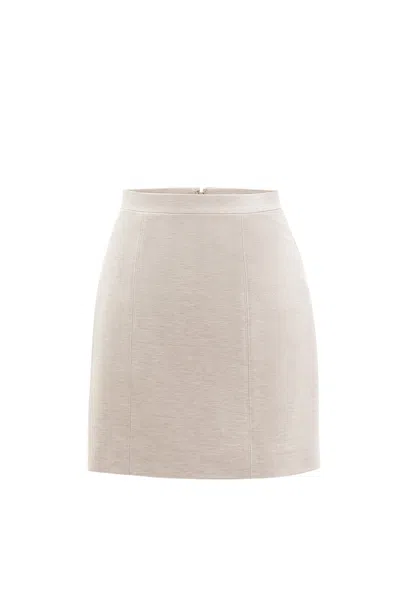 Saiid Kobeisy Ivory Fitted Short Tailored Skirt In Gray