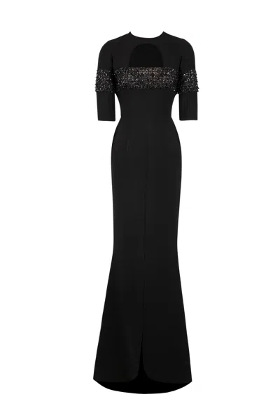 Saiid Kobeisy Jet Black Canton Crepe Mermaid Dress