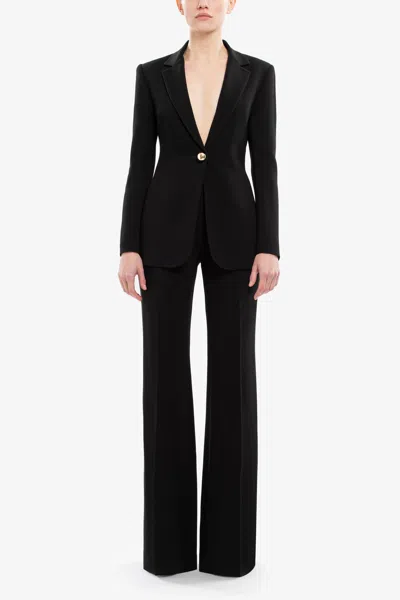 Saiid Kobeisy Jet Black Crepe Tailored Jacket