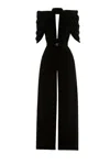 Saiid Kobeisy Jet Black Velvet Jumpsuit In Black