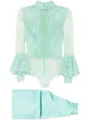 Saiid Kobeisy Lace Bodysuit With Coco Pants In Green
