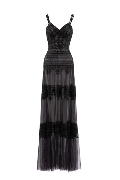 Saiid Kobeisy Lace Long Dress In Black
