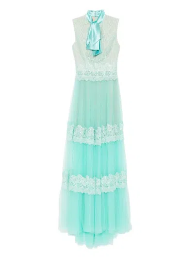 Saiid Kobeisy Lace Long Dress In Blue