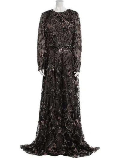 Pre-owned Saiid Kobeisy Lace Pattern Long Dress In Multi