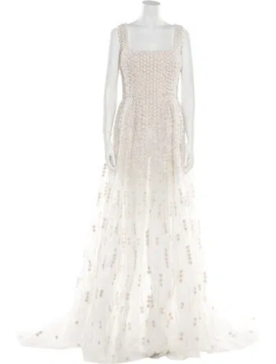 Pre-owned Saiid Kobeisy Lace Pattern Long Dress W/ Tags In White